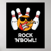 Rock en Bowl Funny Bowling Pun Dark BG Poster (Voorkant)