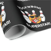 Rock en Bowl Superstar Funny Bowling Pun Dark BG Cadeaupapier (Rol Hoek)