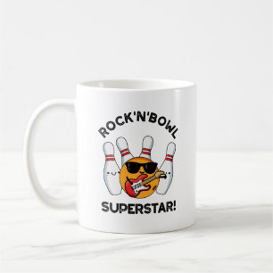 Rock en Bowl Superstar Funny Bowling Pun Koffiemok