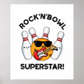Rock en Bowl Superstar Funny Bowling Pun Poster (Voorkant)