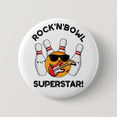 Rock en Bowl Superstar Funny Bowling Pun Ronde Button 5,7 Cm (Voorkant)