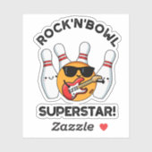 Rock en Bowl Superstar Funny Bowling Pun Sticker (Vel)