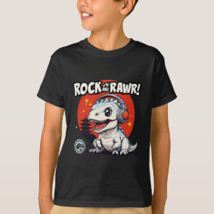 Rock en Rawr! Schattigee Dinosaurus met Hoofdtelef T-shirt