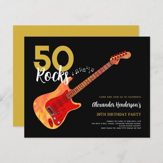Rock en Roll 50th verjaardagsfeestje 50 rocks (Voorkant / Achterkant)