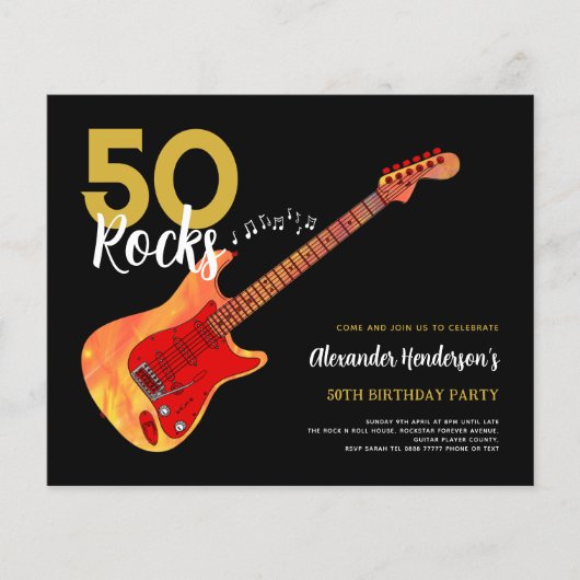 Rock en Roll 50th verjaardagsfeestje 50 rocks (Voorkant)