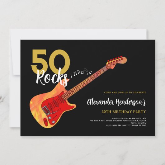 Rock en Roll 50th verjaardagsfeestje 50 rocks Kaart (Voorkant)