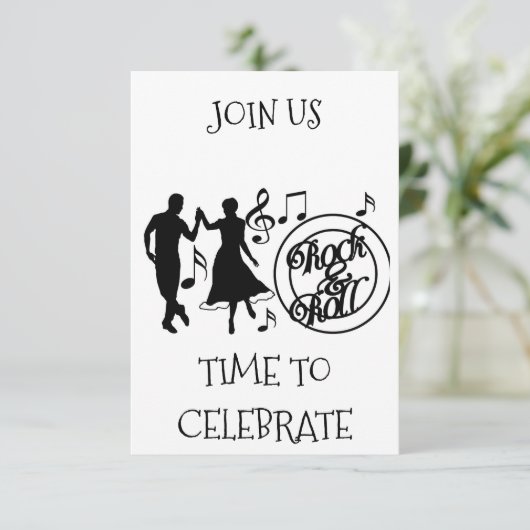ROCK EN ROLL ALL OCCASION PARTY INVITATION KAART (Staand voorkant)
