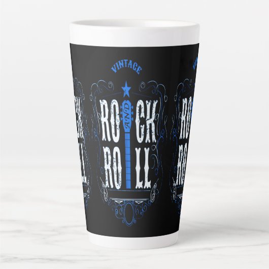 Rock en Roll Blue Latte Mok (Voorkant)