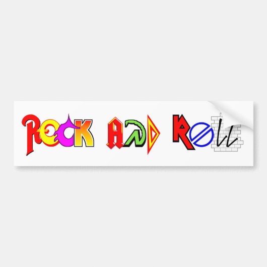 Rock- en Roll-Bumpersticker (wit) Bumpersticker (Voorkant)