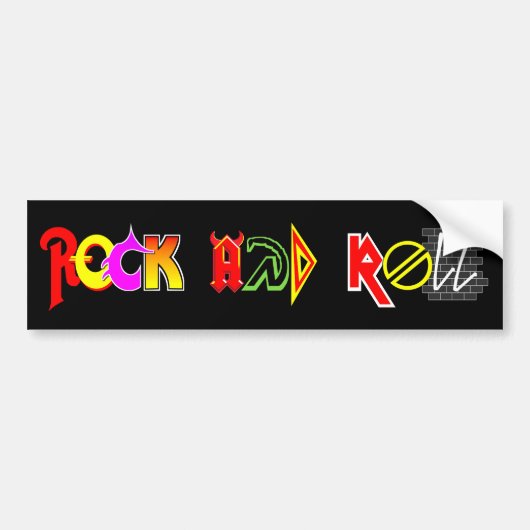 Rock- en Roll-Bumpersticker (zwart) Bumpersticker (Voorkant)
