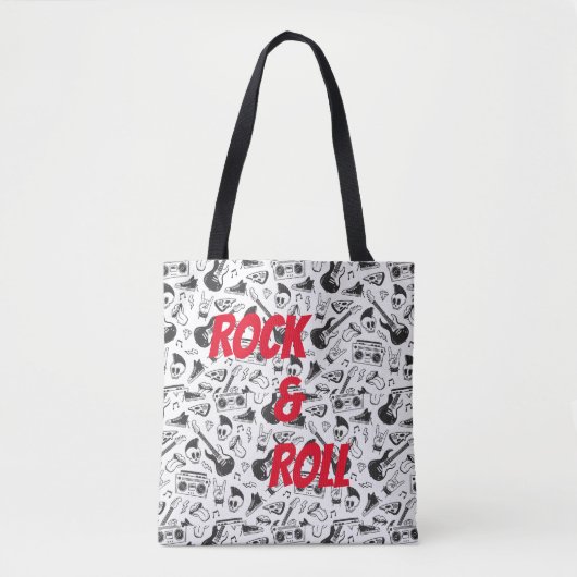 Rock- en Roll-Canvas tas - rood en zwart (Voorkant)