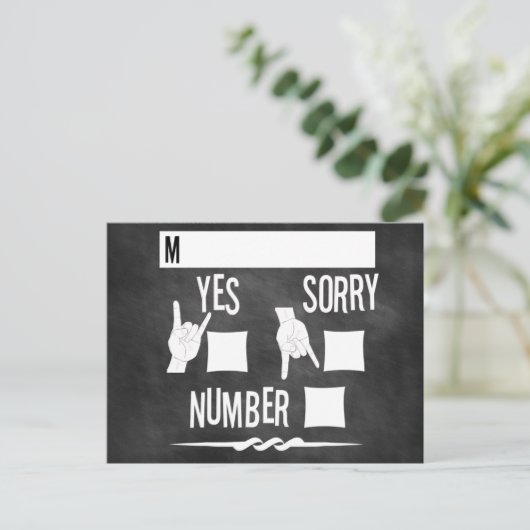 Rock en Roll Chalkboard Wedding Invite RSVP Uitnodiging Briefkaart (Staand voorkant)