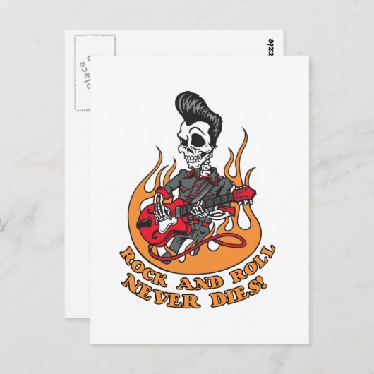 Rock en Roll duiken nooit skelet Briefkaart (Voorkant / Achterkant)