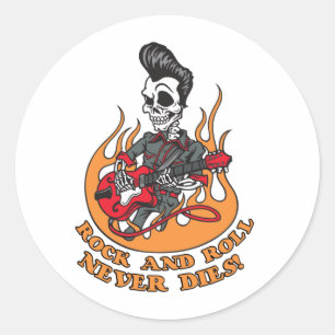 Rock en Roll duiken nooit skelet Ronde Sticker