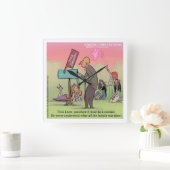 Rock en Roll Fred Funny Vierkante Klok (Huis)