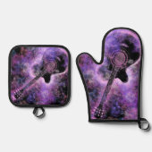 Rock en Roll Gitaar Oven Mitt & Pot Holder Set (Voorkant)