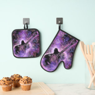 Rock en Roll Gitaar Oven Mitt & Pot Holder Set