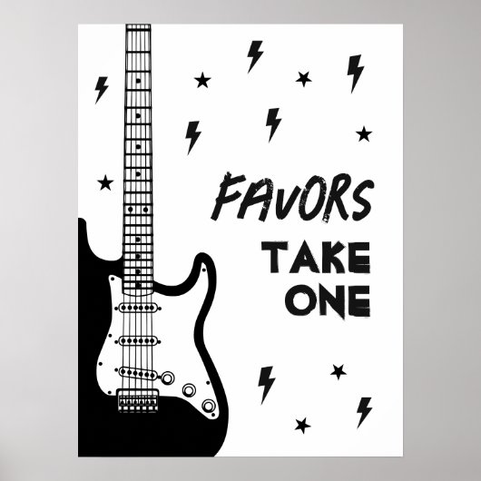 Rock en Roll Gitaar Verjaardag Favorieten Teken Poster (Voorkant)