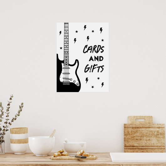 Rock en Roll Gitaar Verjaardagskaarten en Geschenk Poster (Keuken)
