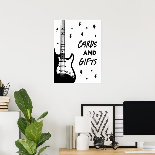 Rock en Roll Gitaar Verjaardagskaarten en Geschenk Poster (Thuiskantoor)