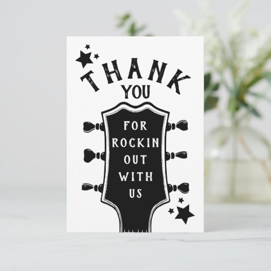 Rock en Roll Guitar Baby shower Hartelijk dank Bedankkaart (Staand voorkant)