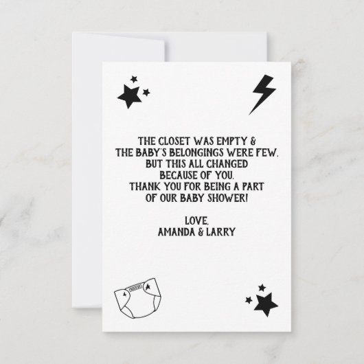 Rock en Roll Guitar Baby shower Hartelijk dank Bedankkaart (Achterkant)