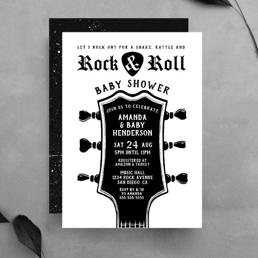 Rock- en Roll Guitar-Baby shower Kaart