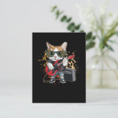 Rock- en Roll Guitar Cat Musician Briefkaart (Staand voorkant)