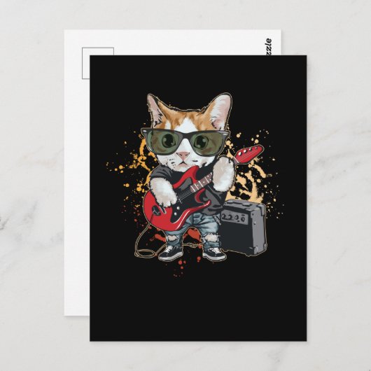 Rock- en Roll Guitar Cat Musician Briefkaart (Voorkant / Achterkant)