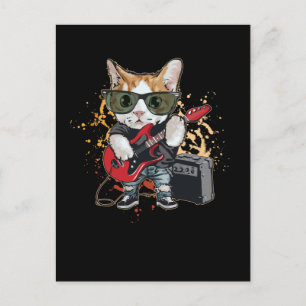 Rock- en Roll Guitar Cat Musician Briefkaart