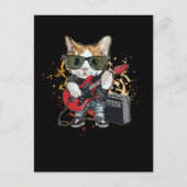 Rock- en Roll Guitar Cat Musician Briefkaart (Voorkant)