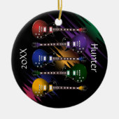 Rock- en Roll Guitar-geluidsgolven Keramisch Ornament (Voorkant)