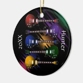 Rock- en Roll Guitar-geluidsgolven Keramisch Ornament (Links)