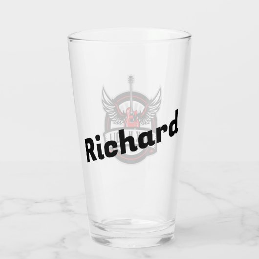 Rock en Roll Guitar met Wings Glas (Achterkant)