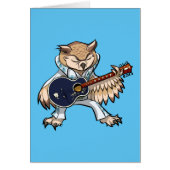 Rock en Roll Guitar Owl in Jumpsuit Cartoon (Voorkant)