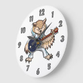 Rock en Roll Guitar Owl in Jumpsuit Cartoon Grote Klok (Hoek)