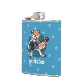 Rock en Roll Guitar Owl in Jumpsuit Cartoon Heupfles (Links)