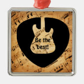 Rock- en Roll Guitar Sound Wave  Metalen Ornament (Voorkant)