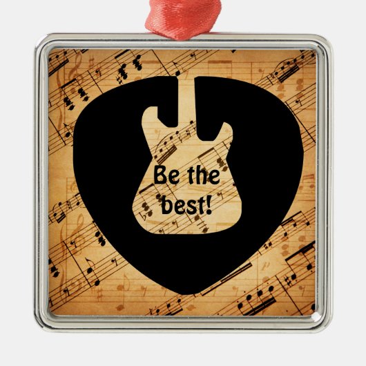 Rock- en Roll Guitar Sound Wave  Metalen Ornament (Voorkant)