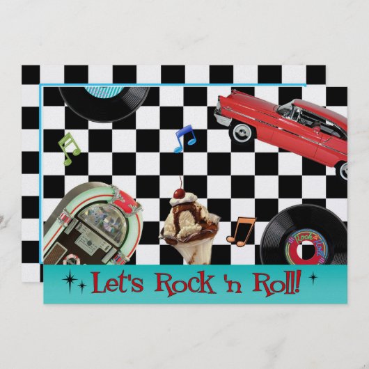 Rock en Roll Invitation (Voorkant / Achterkant)
