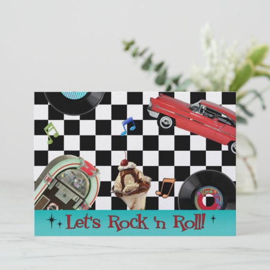 Rock en Roll Invitation (Staand voorkant)
