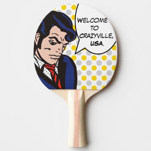 Rock- en Roll Man Pop Art Ping Pong Paddle Tafeltennisbatje (Voorkant)