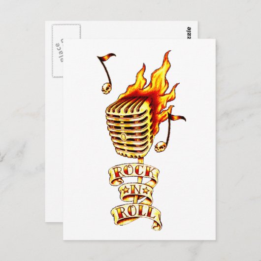 Rock- en Roll-microfoon Briefkaart (Voorkant / Achterkant)