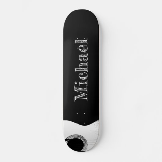Rock- en Roll Monogram Black en White Guitar Persoonlijk Skateboard (Voorkant)