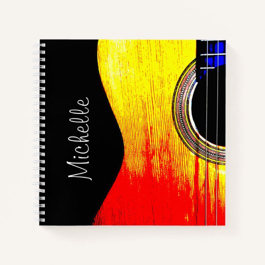 Rock- en Roll Monogram Red en Yellow Guitar Notitieboek (Voorkant)