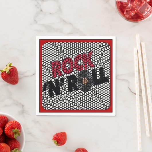 Rock en Roll Mosaic Retro Party Napkins Servetten (Insitu)