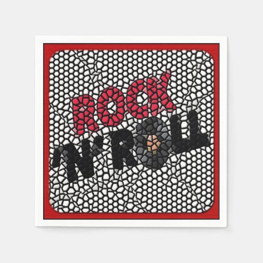 Rock en Roll Mosaic Retro Party Napkins Servetten (Voorkant)