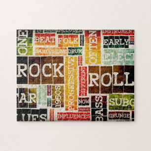 Rock- en Roll Music-Poster Kunst als achtergrond Legpuzzel