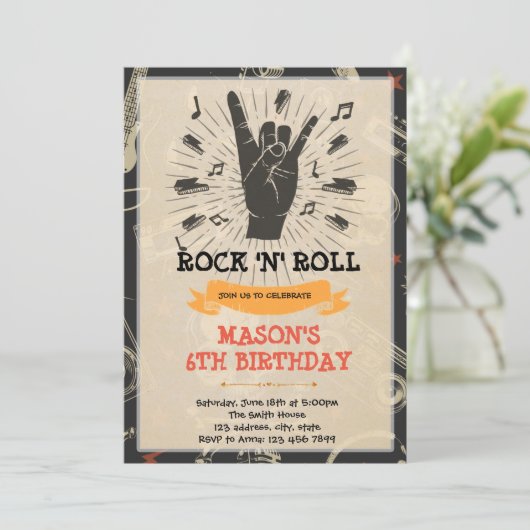 Rock- en roll-muziekdans-uitnodiging save the date (Staand voorkant)