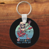Rock en Roll Nooit Die Retro Rockstar Halloween Sleutelhanger (Voorkant)